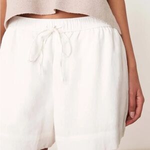 Women's Linen White Drawstring Shorts